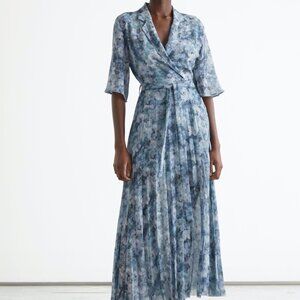 & OTHER STORIES Recycled Abstract Print Pleated Midi Dress NWT Size 6